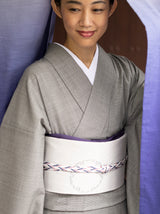 【新作】スーツ生地の着物　モノトーン千鳥格子　（手縫仕立代込み） ※生地確認できます
