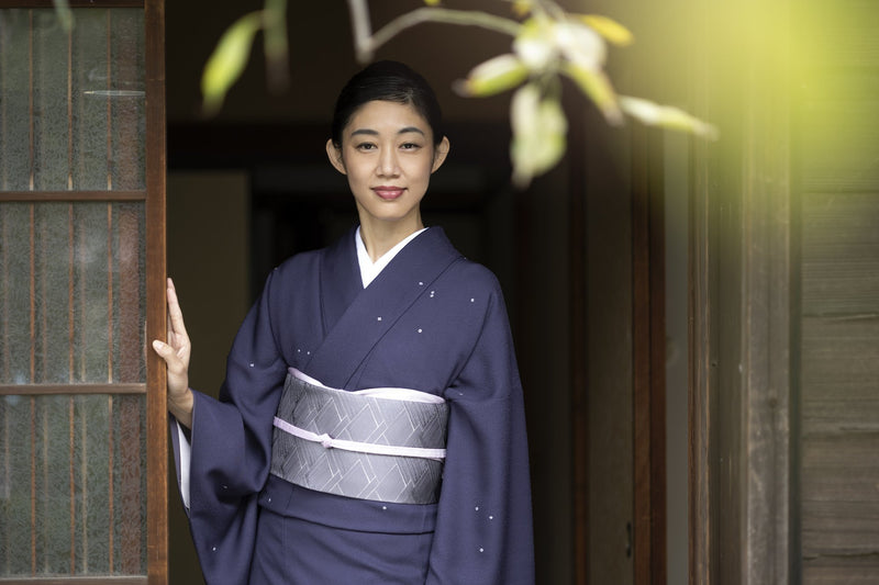 Newスタンダードな帯？博多織八寸名古屋帯 網代 青藤色 [紅衣オリジナル] - 木下着物研究所