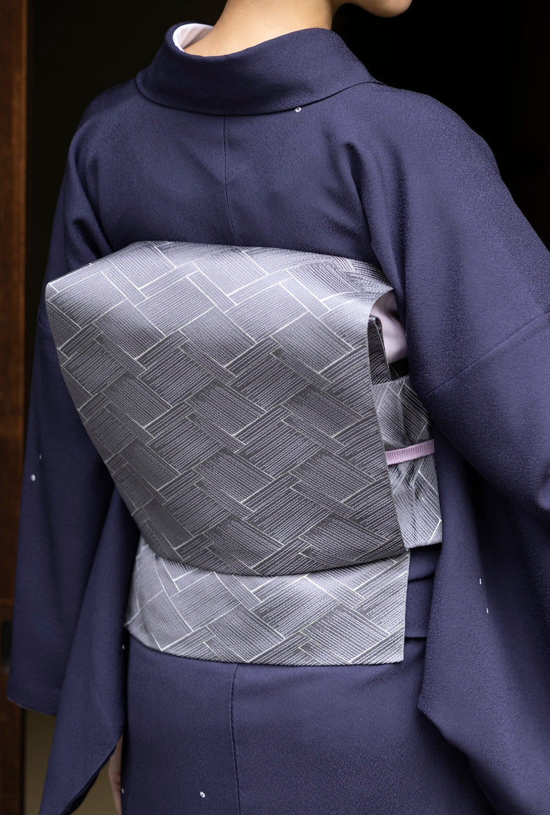 究極の汎用性！博多織八寸名古屋帯 網代 青藤色 [紅衣オリジナル] - 木下着物研究所