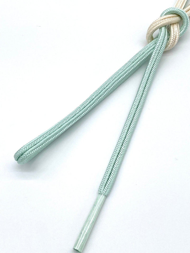 ゆるぎ組帯締 二色暈し 白緑色×象牙色 - 木下着物研究所